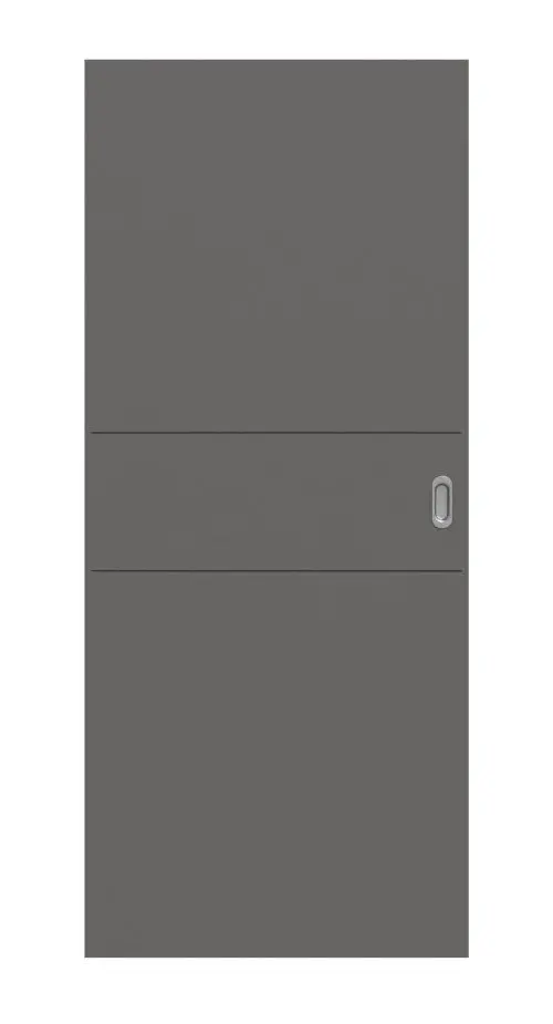 Widok frontowy drzwi przesuwnych Huga Signum 29 Hygge szary stalowy RAL 7037 Lack Concept