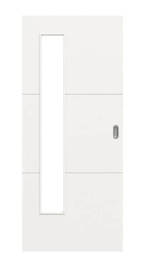 Widok frontowy Groove 31 LA 24 po stronie zawiasów DesignLine lakier biały beskidzki RAL 9016 drzwi przesuwne - Hörmann