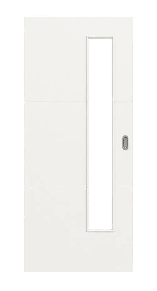 HÖRMANN Drzwi przesuwne Groove 31 biały lakier DesignLine z przeszkleniem LA 24 po stronie zamka