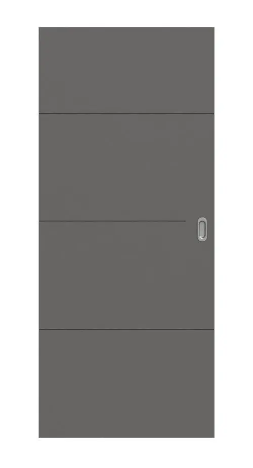 Widok frontowy drzwi przesuwnych Huga Signum 34 Hygge szary RAL 7037 Lack Concept