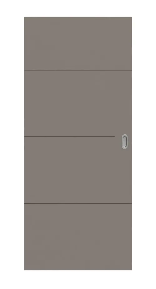 Widok frontowy Signum 34 Basic, lakierowane, taupe (kolor ciemnoszaro-brązowy) RAL 7048, drzwi przesuwne - Huga