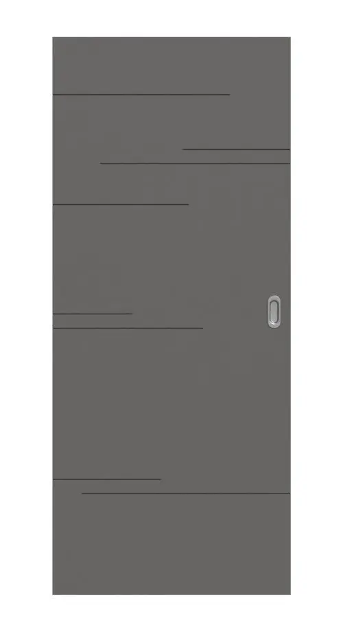 Widok frontowy drzwi przesuwnych Huga Signum 50 Hygge szary RAL 7037 Lack Concept