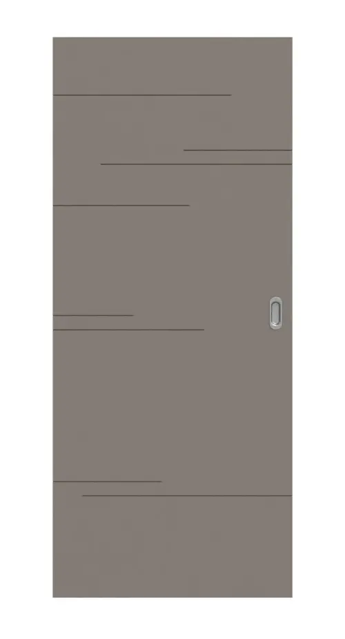 Widok frontowy drzwi przesuwnych Groove 50 DesignLine, lakier taupe (kolor ciemnoszaro-brązowy) RAL 7048 - Hörmann