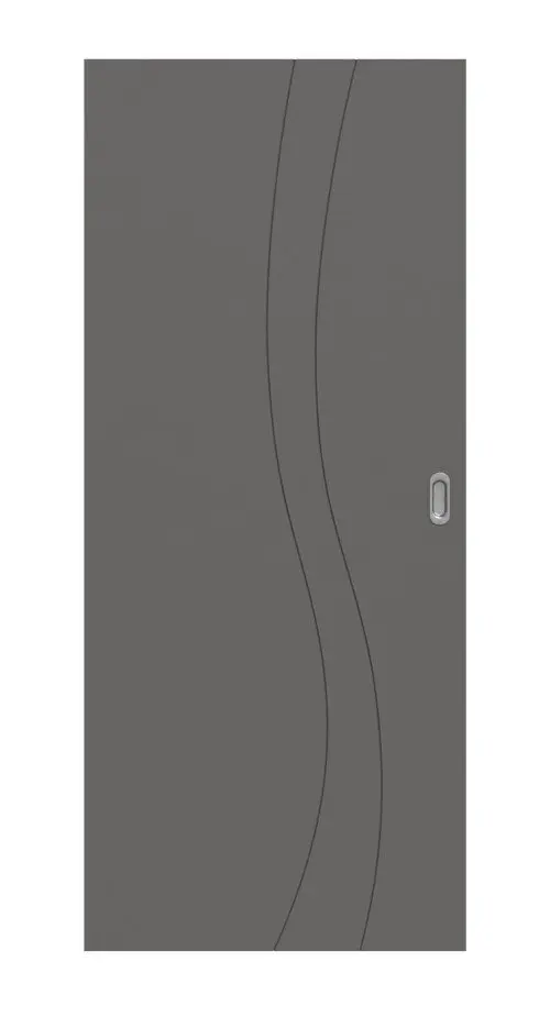 Widok frontowy drzwi przesuwnych Huga Signum 51 Hygge szary stalowy RAL 7037 Lack Concept.