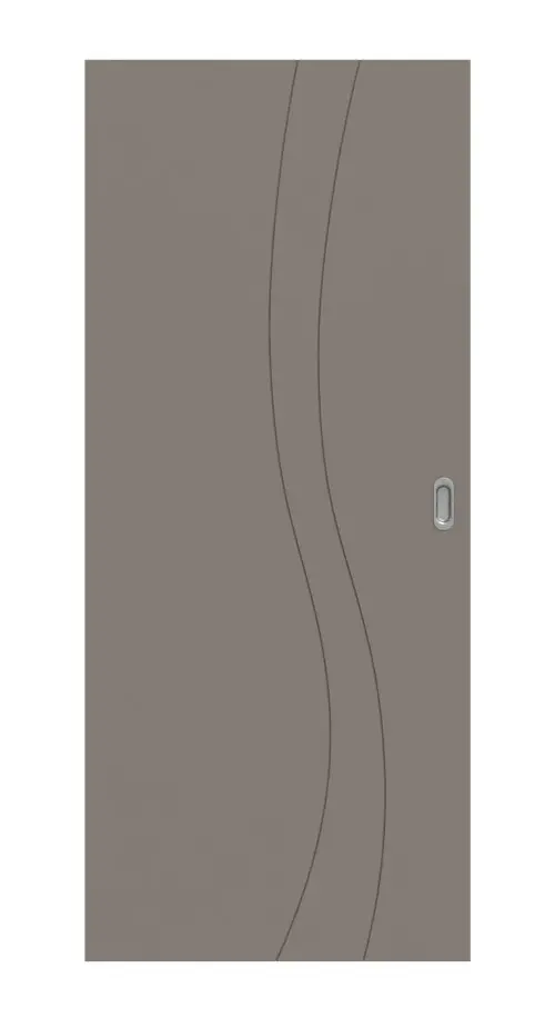 Widok frontowy Groove 51 DesignLine lakierowane taupe (kolor ciemnoszaro-brązowy) RAL 7048 drzwi przesuwne - Hörmann