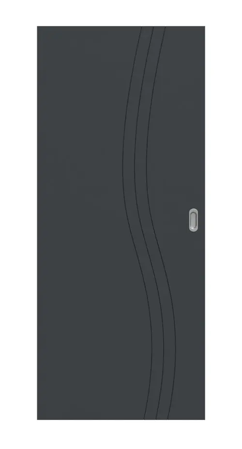 Widok frontowy Groove 53 DesignLine lakier antracyt RAL 7016 drzwi przesuwne - Hörmann