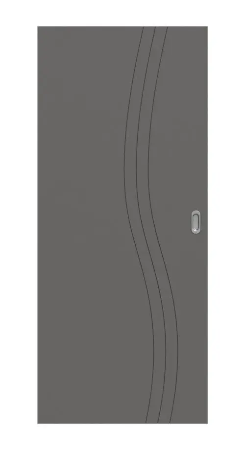 Widok frontowy drzwi przesuwnych Huga Signum 53 Hygge szary RAL 7037 Lack Concept