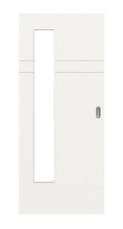 HÖRMANN drzwi przesuwne Groove 78 biały lakier DesignLine z przeszkleniem LA 24 po stronie zawiasowej