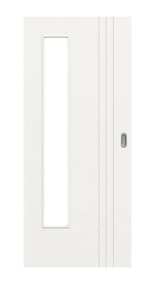 Widok frontowy modelu Groove 85 LA 24 po stronie zawiasów DesignLine lakier biały beskidzki RAL 9016 drzwi przesuwne - Hörmann
