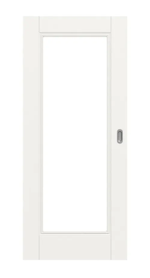 Widok frontowy drzwi przesuwnych Kontur 1 LA klasyczny biały lakier - Huga