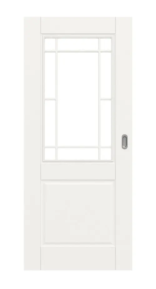 Widok frontowy drzwi przesuwnych Kontur 2 LA Lugano, klasyczny biały lakier - Huga