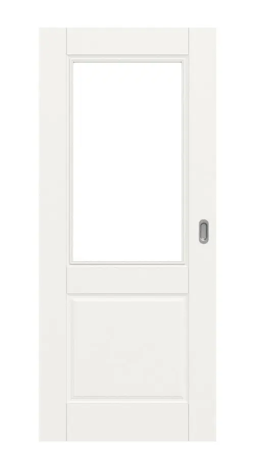 Widok frontowy Kontur 2 LA klasyczny biały lakier drzwi przesuwne - Huga