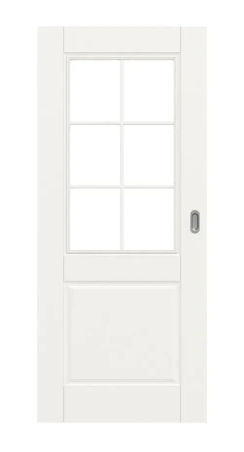 Widok frontowy Kontur 2 LA szprosy 2/3 klasyczny biały lakier drzwi przesuwne - Huga