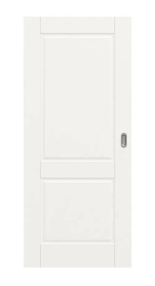 Widok frontowy drzwi przesuwnych Kontur 2 klasyczny biały lakier - Huga