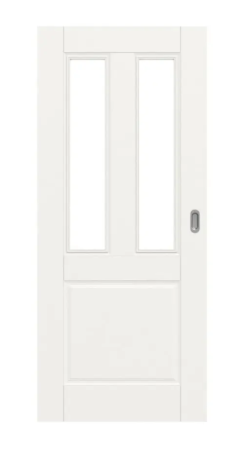 Widok frontowy drzwi przesuwnych Kontur 3 LA klasyczny biały lakier - Huga