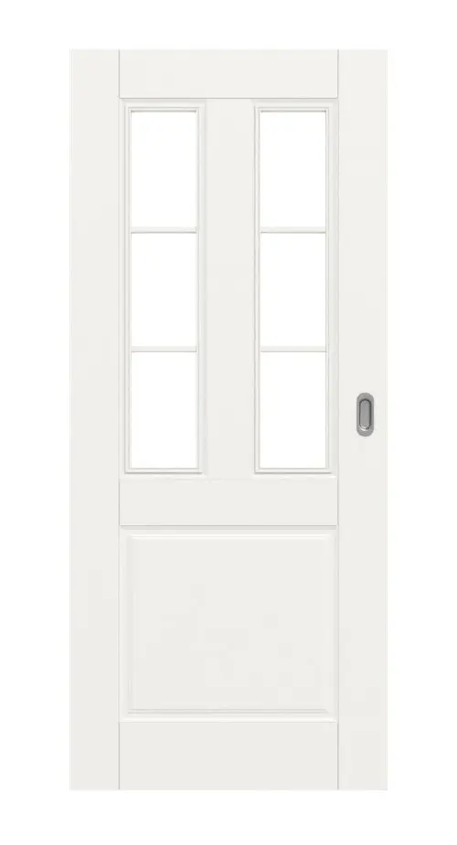 Widok frontowy Kontur 3 LA szpros 1/3 klasyczny biały lakier drzwi przesuwne - Huga
