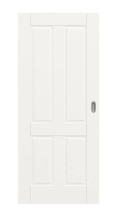 Widok frontowy drzwi przesuwnych Kontur 4 klasyczny biały lakier - Huga