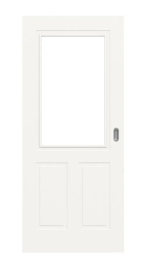 Frontansicht drzwi przesuwnych LEBO Kopenhaga 40 białe lakierowane z przeszkleniem 1 LA