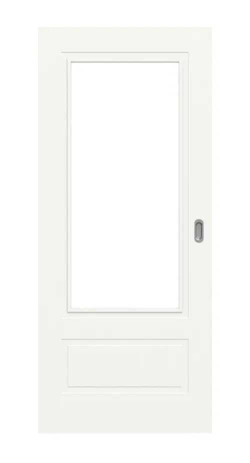 Frontansicht drzwi przesuwnych LEBO Kopenhaga 41 białe lakierowane z przeszkleniem 1 LA