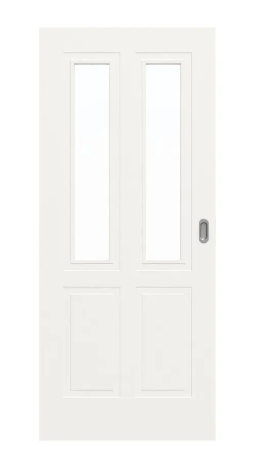 Widok frontowy drzwi przesuwnych Lacuna 4 LA - klasyczny biały lakier - Huga