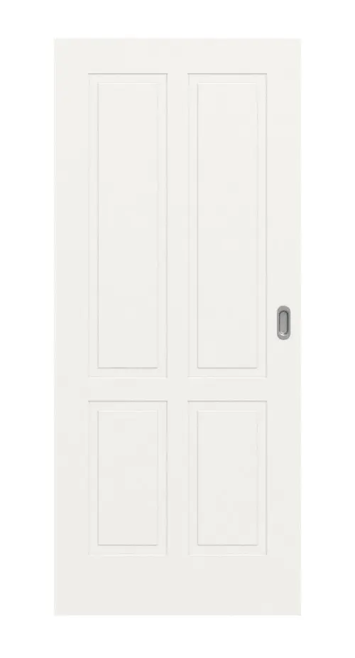 Widok frontowy Lacuna 4, klasyczny biały lakier, drzwi przesuwne - Huga