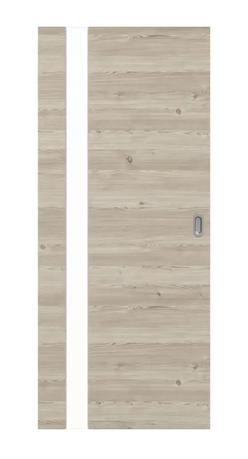 HÖRMANN drzwi przesuwne Pure 1 szczotkowane modrzew jasny wzdłuż Duradecor DesignLine z przeszkleniem po stronie zawiasów