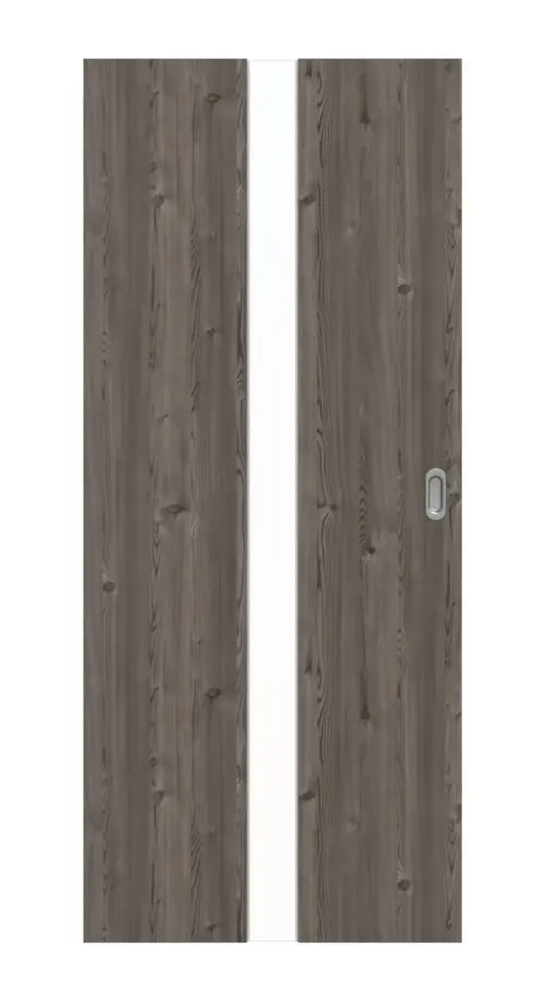 HÖRMANN drzwi przesuwne Pure 1 szczotkowany modrzew ciemny Duradecor DesignLine z przeszkleniem na środku