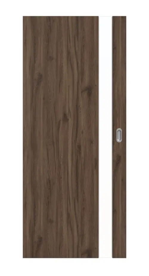 HÖRMANN drzwi przesuwne Pure 1 dąb alpejski Duradecor DesignLine z przeszkleniem od strony zamka