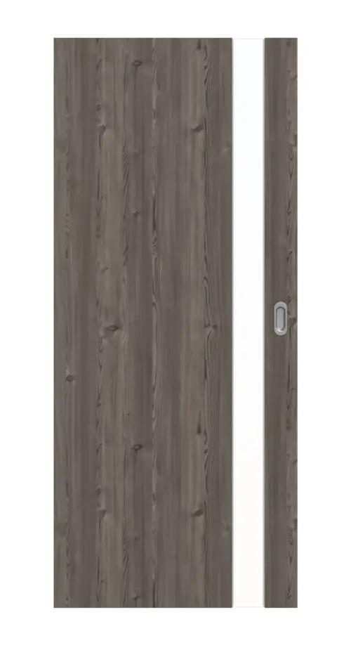 HÖRMANN drzwi przesuwne Pure 1 szczotkowany modrzew ciemny Duradecor DesignLine z przeszkleniem od strony zamka