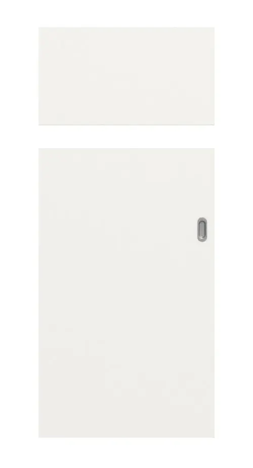 Widok frontowy modelu Smart 1 wzdłuż Basic Durat biały beskidzki RAL 9016 drzwi przesuwne - Huga