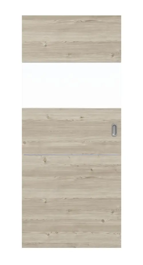 HÖRMANN drzwi przesuwne Pure 2 szczotkowany modrzew jasny wzdłuż Duradecor DesignLine z przeszkleniem wzdłuż ze zlicowaną listwą Plain 79-7