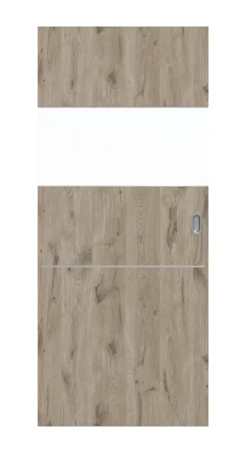 HÖRMANN drzwi przesuwne Pure 2 dąb północny Duradecor DesignLine z przeszkleniem wzdłuż ze zlicowaną listwą Plain 79-7