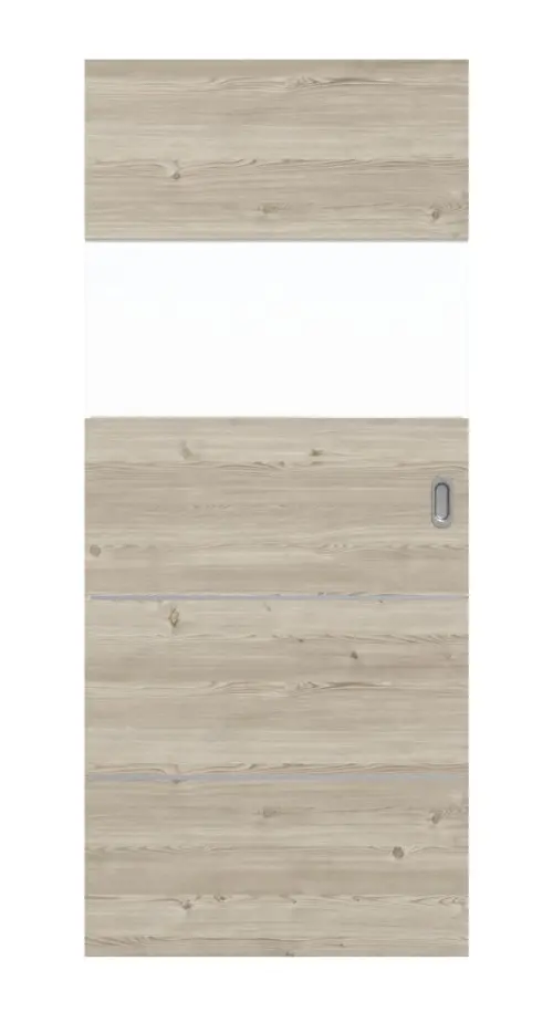HÖRMANN drzwi przesuwne Pure 2 szczotkowany modrzew jasny wzdłuż Duradecor DesignLine z przeszkleniem wzdłuż ze zlicowaną listwą Plain 80-7