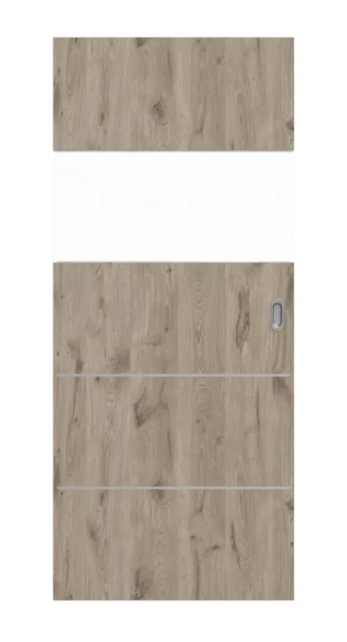 HÖRMANN drzwi przesuwne Pure 2 Nordeiche Duradecor DesignLine z przeszkleniem wzdłuż ze zlicowaną listwą Plain 80-7