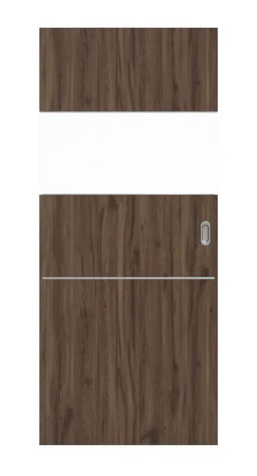 HÖRMANN drzwi przesuwne Pure 2 dąb alpejski Duradecor DesignLine z przeszkleniem wzdłuż z listwą Plain 79