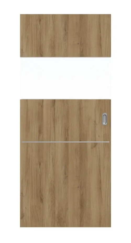 HÖRMANN drzwi przesuwne Pure 2 dąb naturalny Duradecor DesignLine z przeszkleniem wzdłużnym z listwą Plain 79
