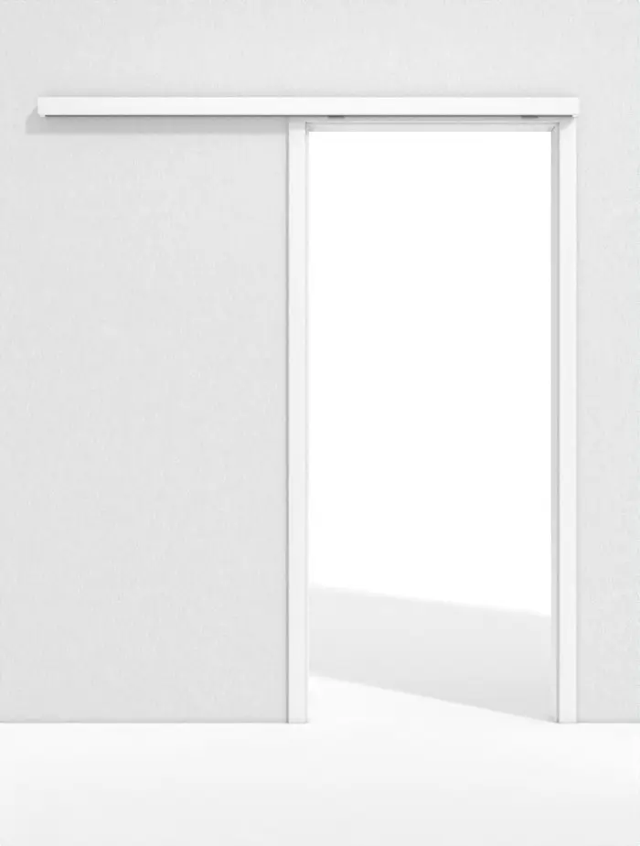 Widok z przodu systemu drzwi przesuwnych PortaLit jesion biały Pore ES242 naściennego z ościeżnicą - Westag & Getalit