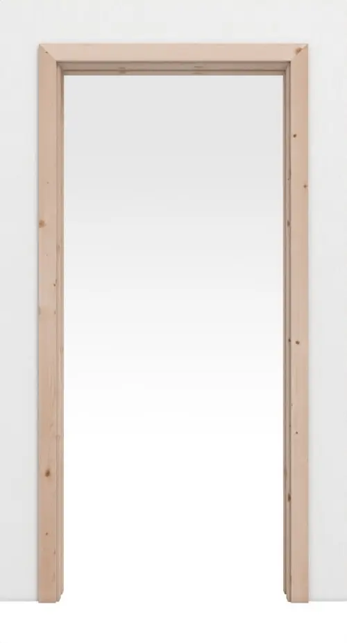Widok frontowy systemu drzwi przesuwnych chowanego w ścianie, Świerk, drewno lite - Kilsgaard