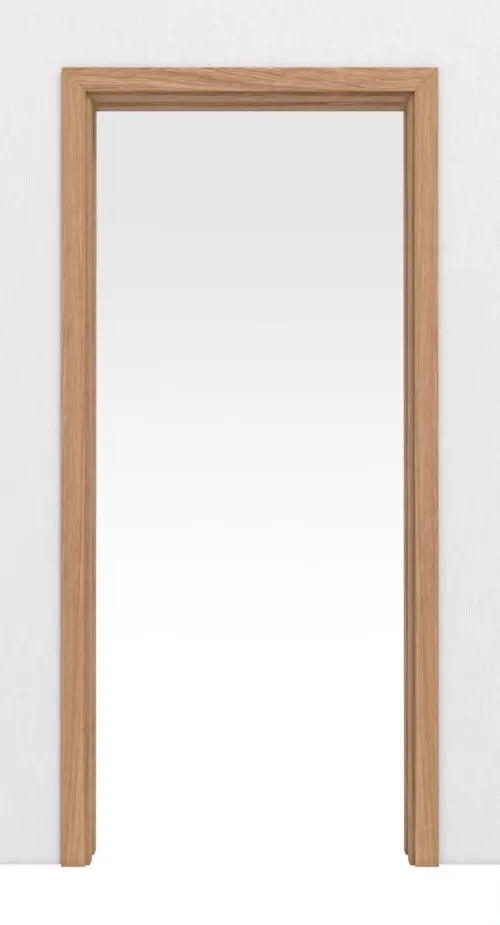 Widok frontowy marki LEBO system drzwi przesuwnych chowany w ścianę Euro dąb dylatowany matowy fornirowany drewnem naturalnym