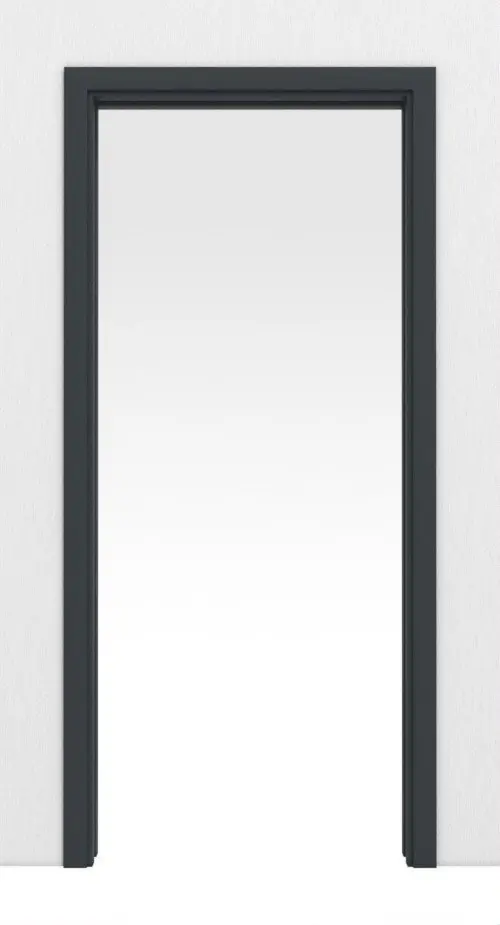 Widok frontowy systemu drzwi przesuwnych chowanych w ścianę, antracyt RAL 7016 lakier - Huga