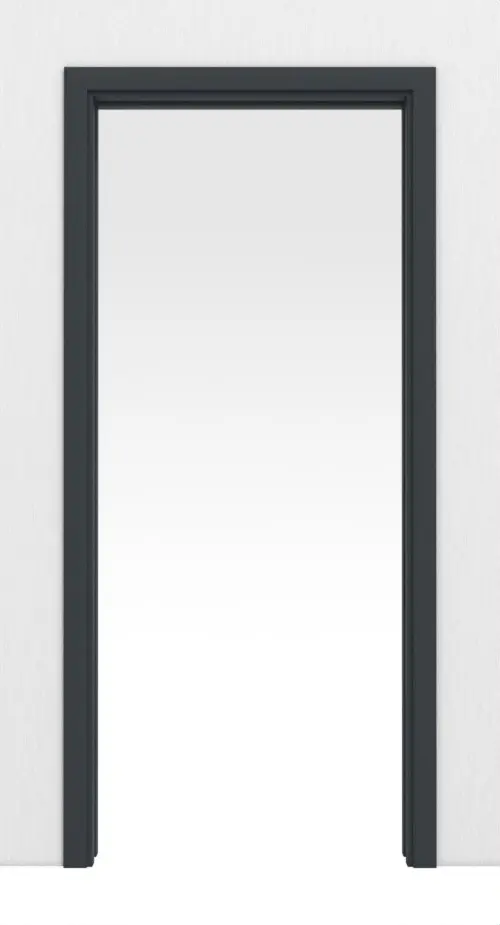 Widok frontowy systemu drzwi przesuwnych chowanych w ścianę, antracyt RAL 7016 BaseLine lakierowane z ościeżnicą - Huga
