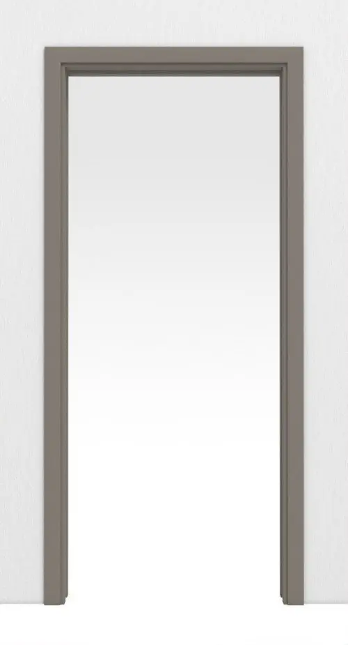 Widok frontowy systemu drzwi przesuwnych chowanego w ścianie taupe (kolor ciemnoszaro-brązowy) RAL 7048 lakier - Huga