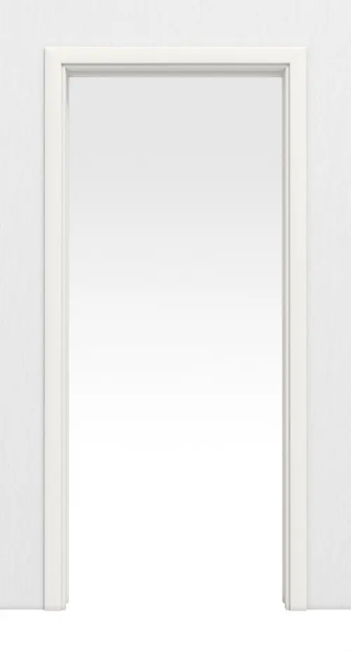 Widok frontowy systemu drzwi przesuwnych chowanego w ścianę biały lakier RAL 9016 Durat - Huga