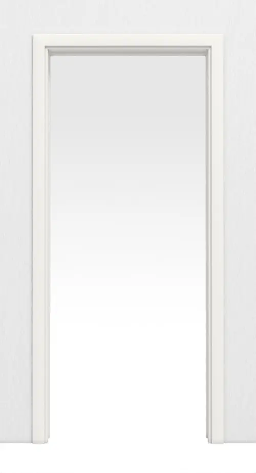 Widok frontowy systemu drzwi przesuwnych chowanego w ścianę biały beskidzki RAL 9016 biały lakier - Huga