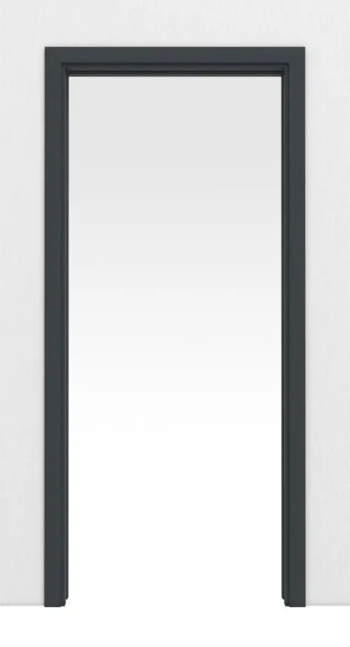 Widok frontowy systemu drzwi przesuwnych chowanego w ścianę, ultramatowy antracyt Versio - Huga