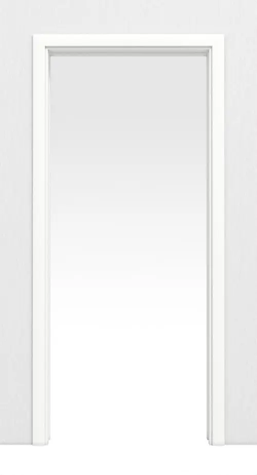Widok frontowy systemu drzwi przesuwnych chowanych w ścianie, biel ultramatowa Versio - Huga