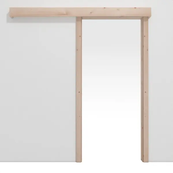 Widok frontowy systemu drzwi przesuwnych naściennych, świerk, drewno lite - Kilsgaard