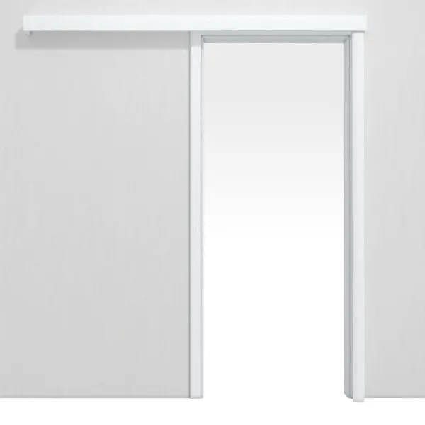 System drzwi przesuwnych biały folia dekoracyjna naścienny z ościeżnicą