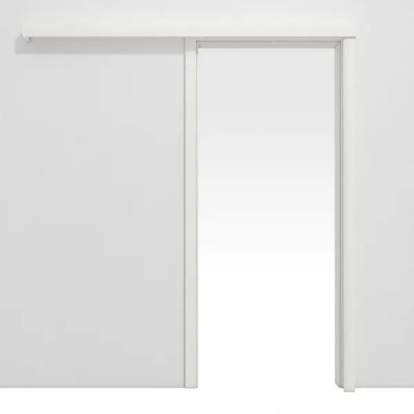 System drzwi przesuwnych Basic Decor biały podobny do RAL 9016 Folia dekoracyjna biegnąca przed ścianą z ościeżnicą