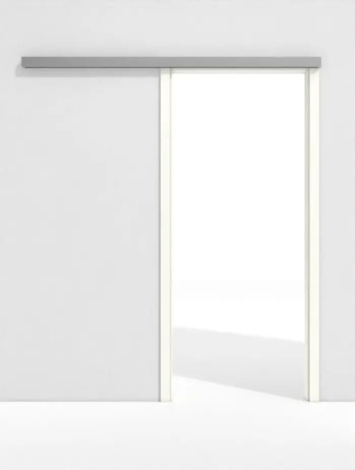 Widok frontowy naściennego systemu drzwi przesuwnych GARANT Line U11026SD biel kryształowa GHK08